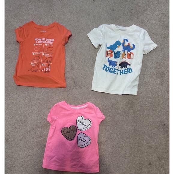 Cat & Jack Girls Lot Size 4T – 3 Short Sleeve Graphic Tees - Picture 2 of 2